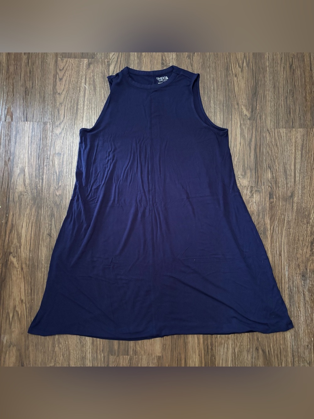 Time and Tru Navy Blue Sleeveless Shift Dress XL Soft Stretch Casual